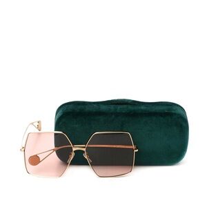 GUCCI NEW Rose Lense Geometric Sunglasses with Velvet Case